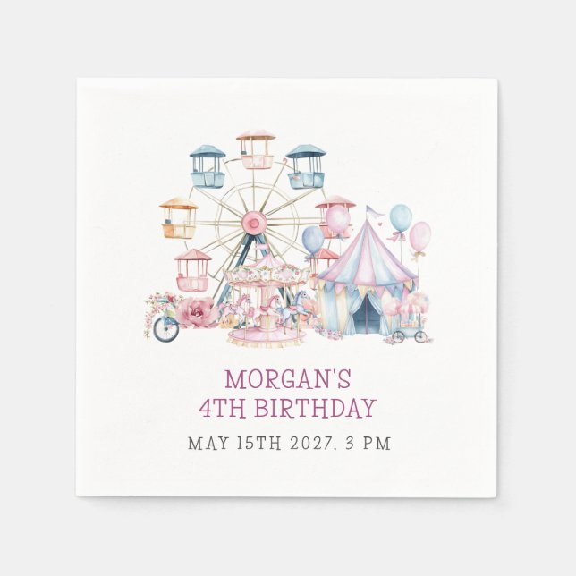Carnival Cute Birthday Budget Party Napkins (Front)