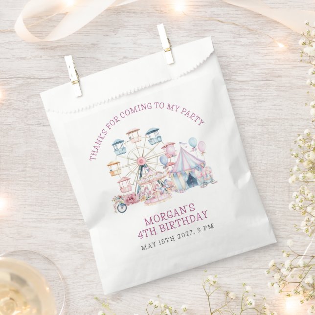Carnival Cute Birthday Budget Thank You Favor Bag (Clipped)