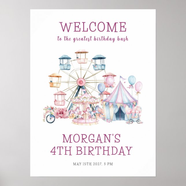 Carnival Cute Birthday Budget Welcome Poster (Front)