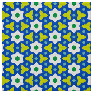 CARNIVAL - Cute Flowers on Blue Geometric Floral Fabric