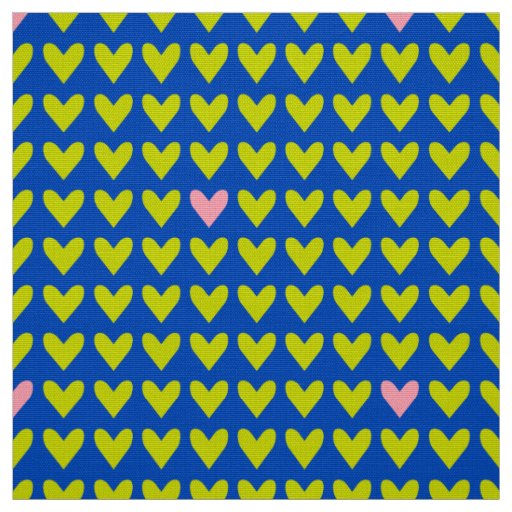 CARNIVAL - Cute Green Valentine Hearts on Mod Blue Fabric