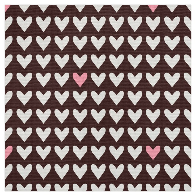 CARNIVAL - Cute Pink Valentine Hearts on Mod Brown Fabric (Swatch)