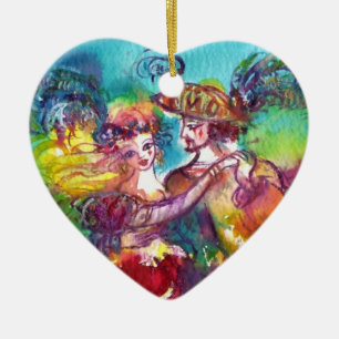 CARNIVAL DANCE BLUE SAPPHIRE HEART CERAMIC ORNAMENT