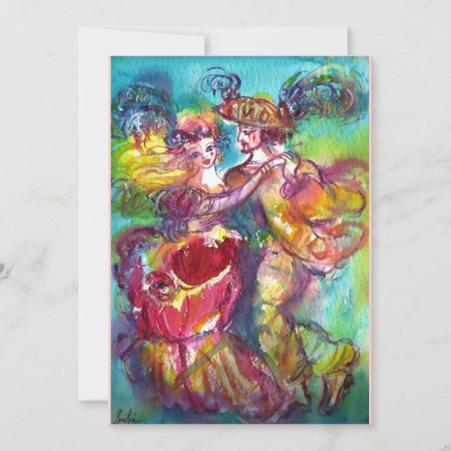 CARNIVAL DANCE,Mardi Gras Party, vibrant pink blue Invitation (Front)