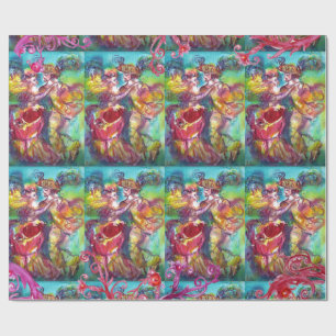 CARNIVAL DANCE,RED PURPLE FLORAL SWIRLS WRAPPING PAPER
