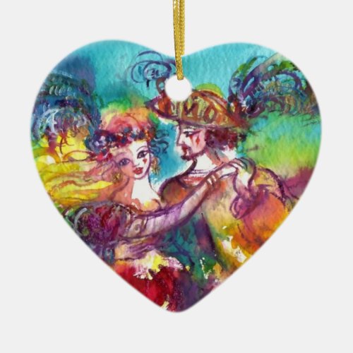 CARNIVAL DANCE  RED RUBY HEART CERAMIC ORNAMENT