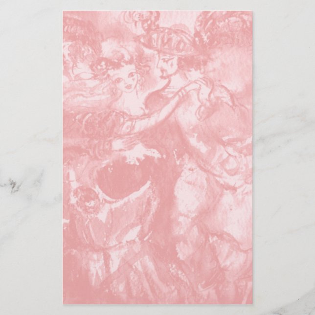 CARNIVAL DANCE ,soft  antique pink Stationery (Front)