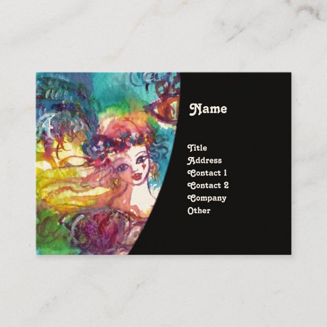 CARNIVAL DANCE / Venetian Masquerade Ball ,Black Business Card (Front)