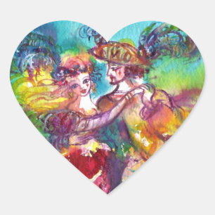 CARNIVAL DANCE Venetian Masquerade Ball Heart Sticker