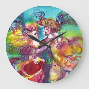 CARNIVAL DANCE Venetian Masquerade Ball Large Clock