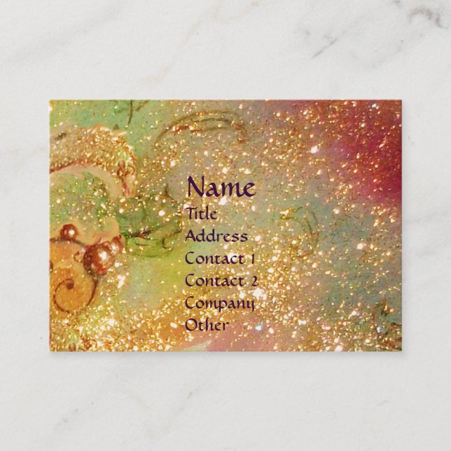 CARNIVAL DANCE / Venetian Masquerade Gold Yellow Business Card (Front)