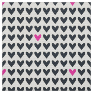 CARNIVAL - Dark Gray and Hot Pink Valentine Hearts Fabric