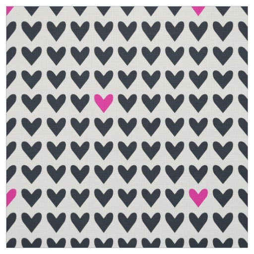 CARNIVAL - Dark Gray and Hot Pink Valentine Hearts Fabric