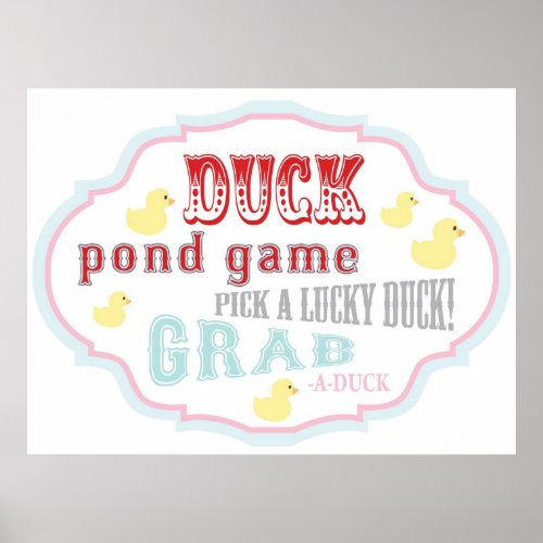 Carnival Duck Pond Sign Carnival Circus Birthday