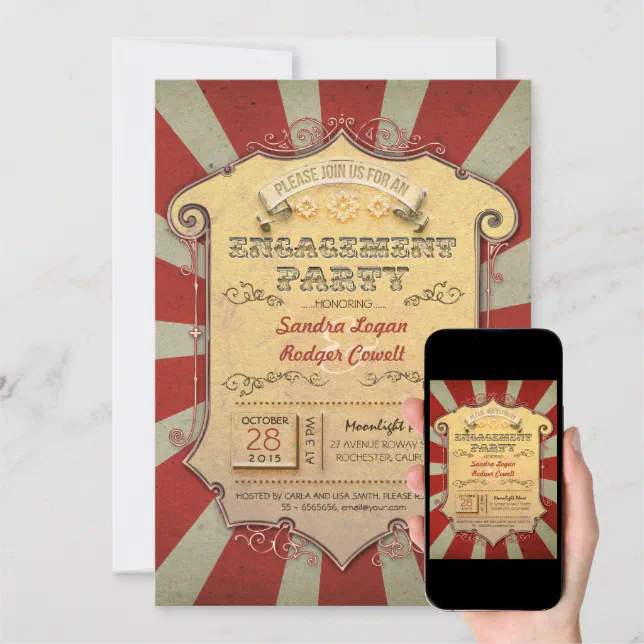 carnival engagement party invitations Zazzle