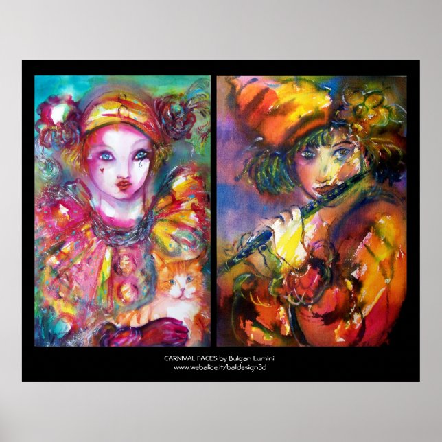 CARNIVAL FACES Venetian Masquerade ,Flutist Piero Poster (Front)