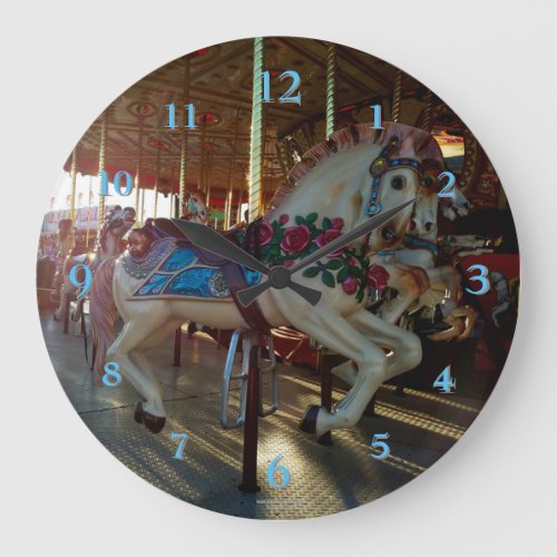 Carnival Fair Carousel Merry_Go_Roung Horse Large Clock