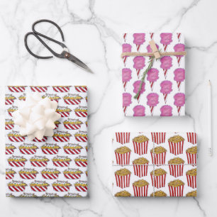 Carnival Fair Food Nachos Cotton Candy Popcorn Wrapping Paper Sheets