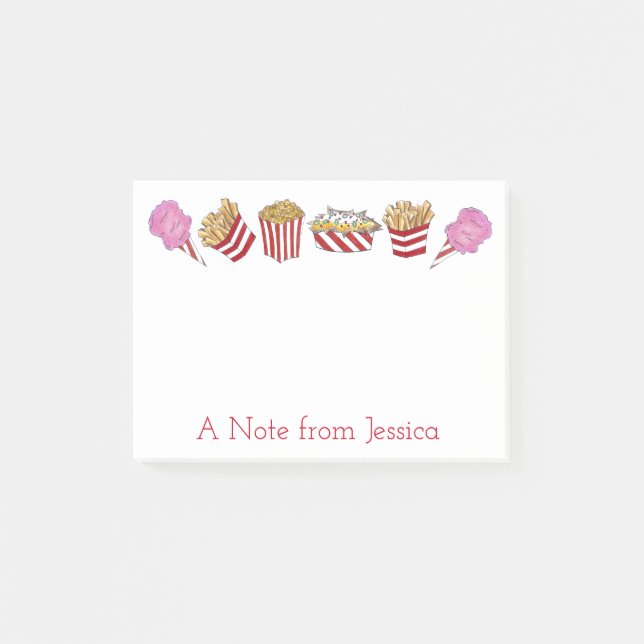 Carnival Fair Food Popcorn Nacho Fries Post Its Post-it Notes (Front)