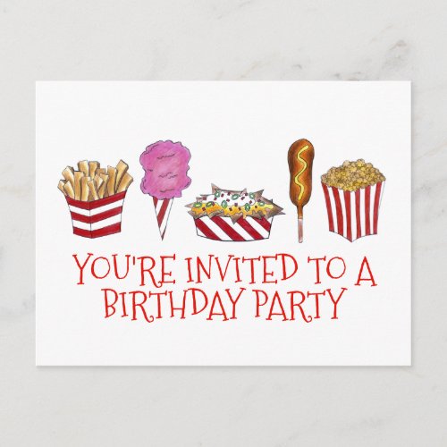 Carnival Fair Foods Birthday Party Invitation