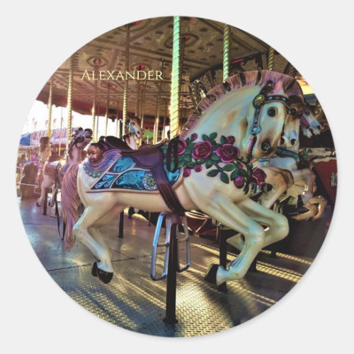 Carnival Fair Merry_Go_Round Carousel Horse Classic Round Sticker