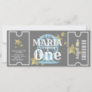 Carnival Ferris Wheel Birthday Ticket Party Gray Invitation