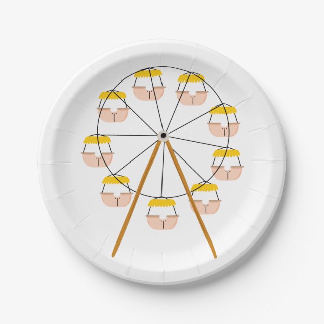 Carnival Ferris Wheel Paper Plates (Front)