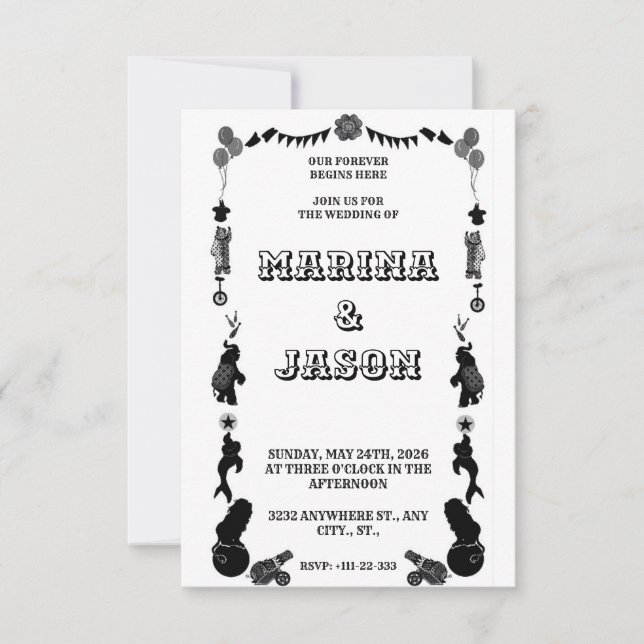 Carnival festival black and white save the date (Front)