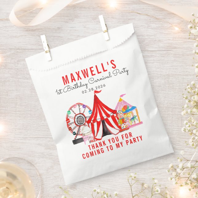 Carnival Festival Circus Show Thank You Birthday Favor Bag (Clipped)