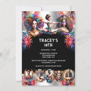 Carnival fireworks show festival ladies circus fun invitation