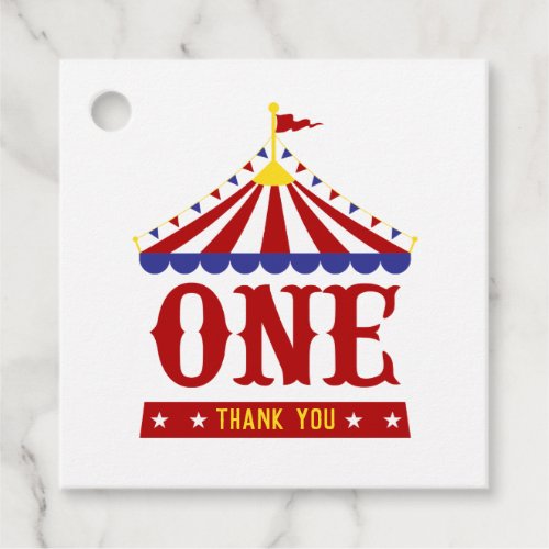 Carnival First Birthday Circus Tent Thank You Favor Tags