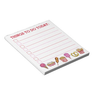 Carnival Food Nachos Cotton Candy Popcorn Pretzel Notepad