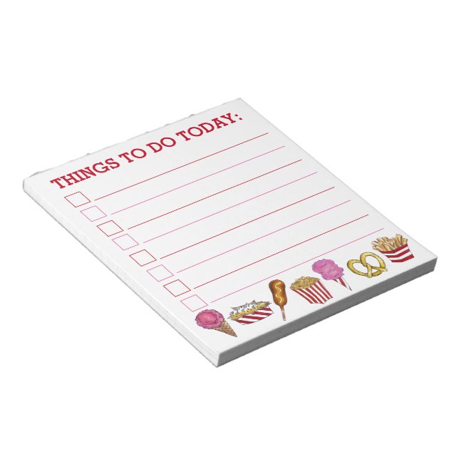 Carnival Food Nachos Cotton Candy Popcorn Pretzel Notepad (Angled)
