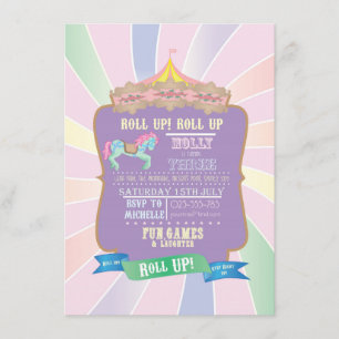 Carnival - Funfair -Pastel - Birthday - Invitation