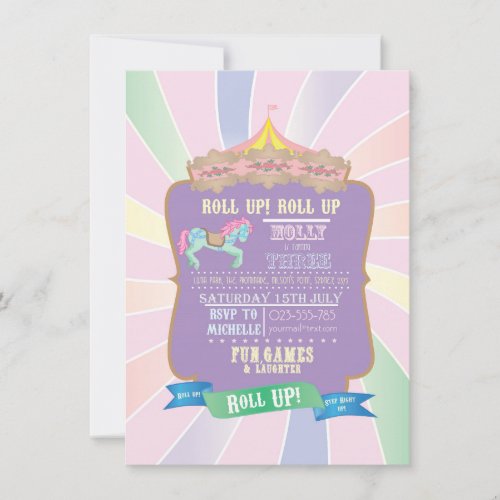 Carnival _ Funfair _Pastel _ Birthday _ Invitation