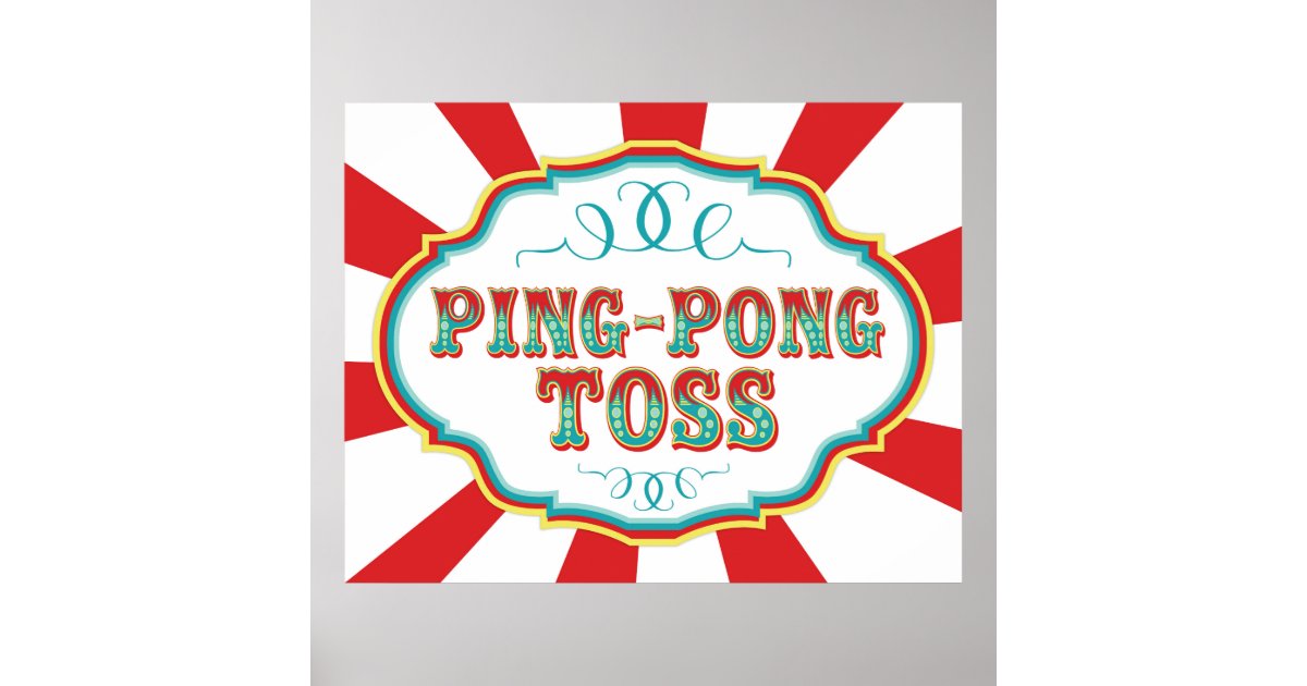Carnival Game Sign Ping Pong Toss