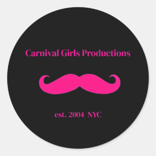 Carnival Girls Productions Mustache Classic Round Sticker
