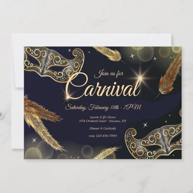 Carnival Gold and Black Invitation (Front)