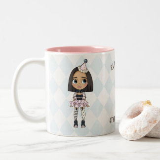 Carnival Harlequin Girl Two-Tone Coffee Mug
