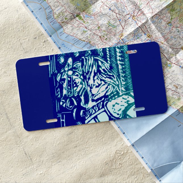 Carnival Horse Blues License Plate (In Situ)