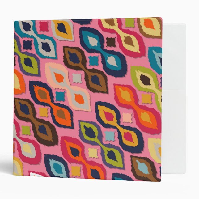 carnival ikat pink 3 ring binder (Front/Inside)