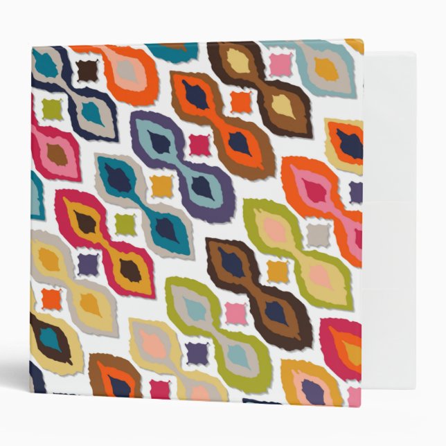 carnival ikat white 3 ring binder (Front/Inside)