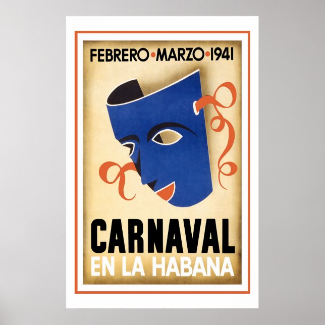 Carnival in Havana Vintage Travel Poster (Front)