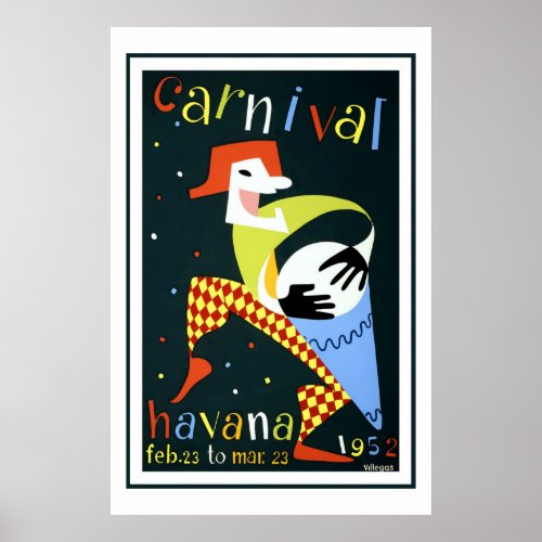 Carnival in Havana Vintage Travel Poster