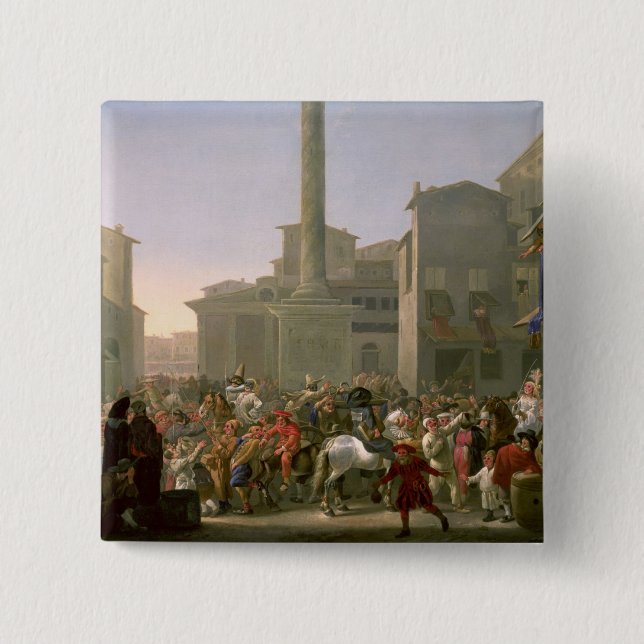Carnival in Rome, c.1650-51 Pinback Button (Front)