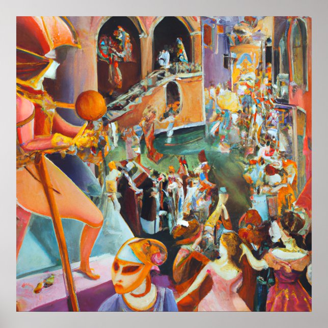 Carnival in Venice celebration painting Poster (Front)