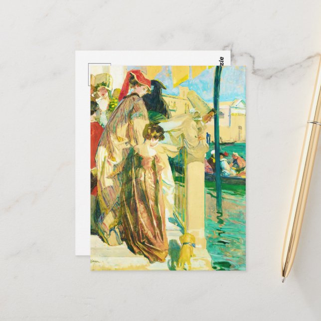 Carnival in Venice, Lucien Simon Postcard (Front/Back In Situ)