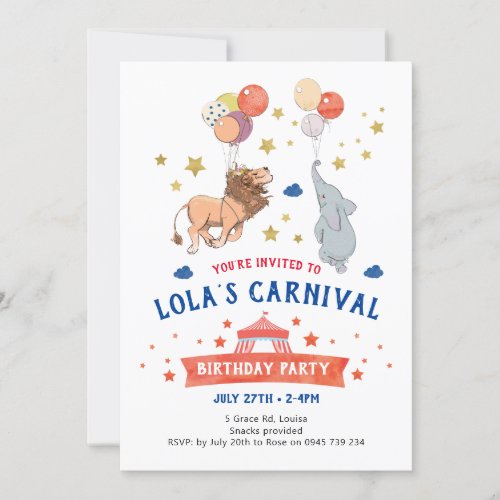 Carnival invitation Circus party Invitation