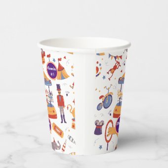 Carnival Kids' Birthday Circus Pattern Clown Paper Cups | Zazzle