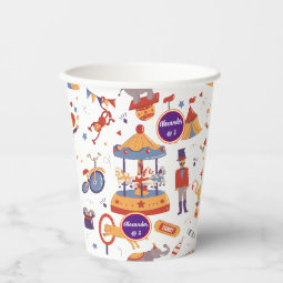 Carnival Kids' Birthday Circus Pattern Clown Paper Cups | Zazzle